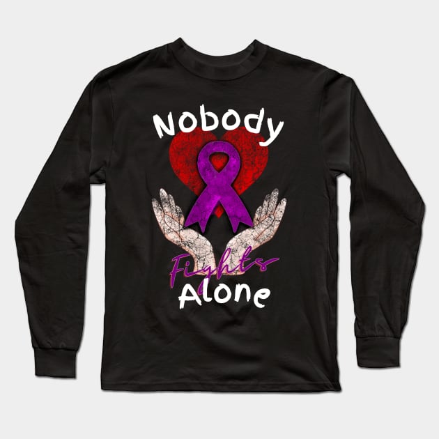 Nobody Fights Alone AAlzheimer's Support Long Sleeve T-Shirt by chiinta